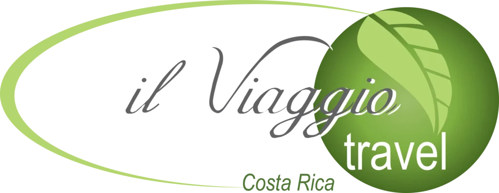 Logo for il Viaggio travel Costa Rica, featuring the company name in elegant cursive font next to a green circular icon with a leaf illustration.